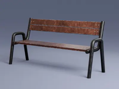 Park benches set Free low-poly 3D model