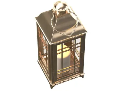 Candle Lantern Golden 3D model