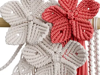 Macrame Flowers Wall Decoration 01 Free low-poly 3D model
