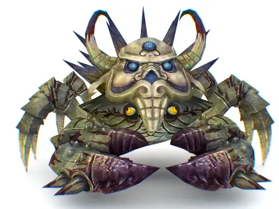 Gray Giant Crab Shell Crayfish Arthropods Sea Animal Low-poly 3D model