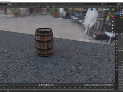 Wooden barrel Low-poly 3D model 38