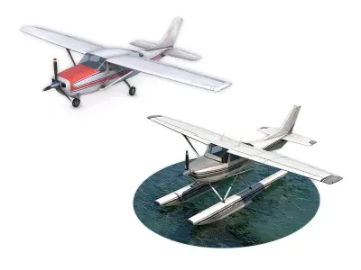 Cessna Collection plane and boat in water 