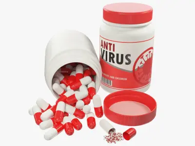 Plastic Jar with Pills V2 Anti Virus 3D model