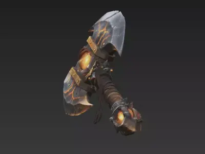 Stylized Magma Battle Axe  Game Ready PBR 3D model