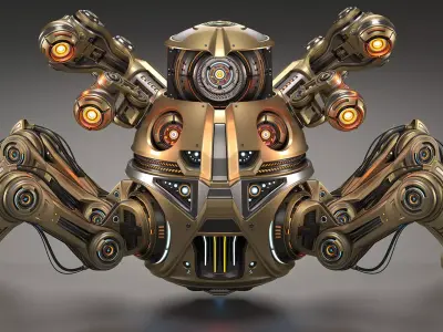 Spider Robot Advanced - Rigged and Animated 3D model