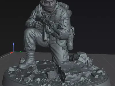 Desert Recon Operative STL Tactical Warfare Display Figure 3D print model