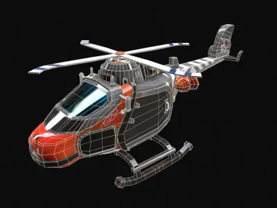 Low Poly Stylized Helicopter Game-Ready Model Low-poly 3D model