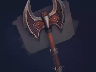 GameReady Stylized Battle Axe 3D model Low-poly 3D model