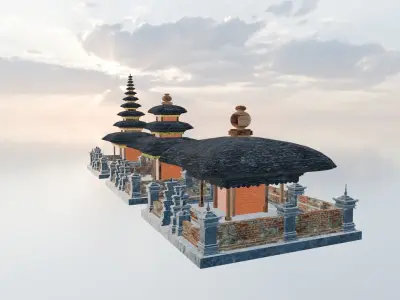 Pura Bali temple indonesian base asset library Low-poly 3D model