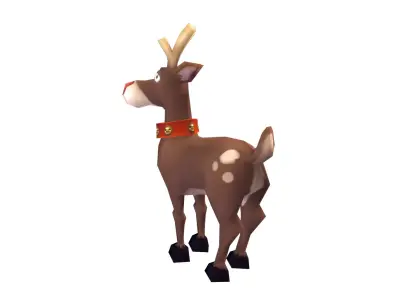 Rudolph Reindeer - Low Poly Hand Painted Low-poly 3D model