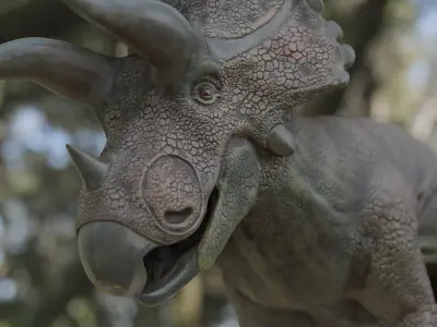 Triceratops- PBR-Rigged-includes stylized statue version 3D model