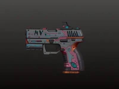 Sci-Fi Handgun 3D Model Game Ready Low-poly 3D model