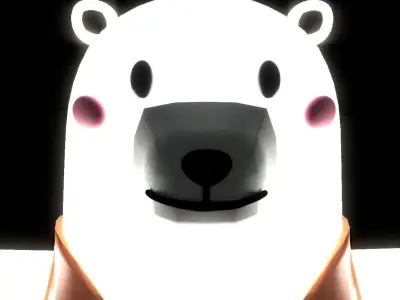 Low Poly Polar Bear with a life jacket Low-poly 3D model