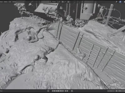 WWI Breakthrough Diorama STL Files  3D print model