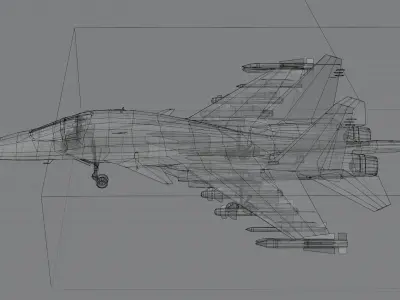 Sukhoi SU-34 Fullback Low-poly 3D model