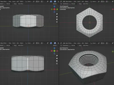 Galvanized Steel Nut Free 3D model