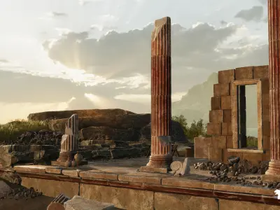 Roman Temple Ruins Low-poly 3D model