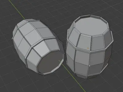Lowpoly Barrel two wooden barrels Free low-poly 3D model