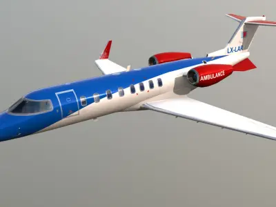 Bombardier Aerospace LearJet 45 European Air Ambulance livery Low-poly 3D model