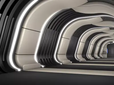 Sci Fi Corridor Interior 3D model 6