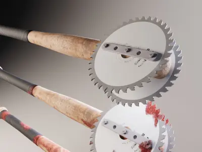 Saw Baseball Bat Weapon COLLECTION Low-poly 3D model
