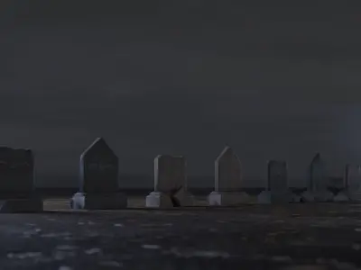 Hand Sculpted cemetery gravestones part 12 Low-poly 3D model