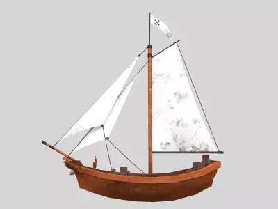 historic boat Low-poly 3D model
