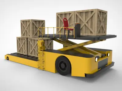 Airport Cargo and Loader Transporter 3D model