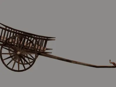 Old thai cart Low-poly 3D model