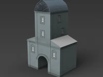 Water tower Low-poly 3D model