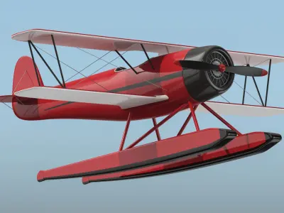 Sea Plane Biplane 04 3D model