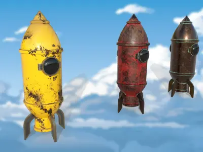 Bomb sea rocket PBR low-poly 3D model Low-poly 3D model