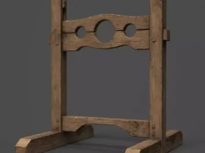 Pillory Wooden Low-poly 3D model