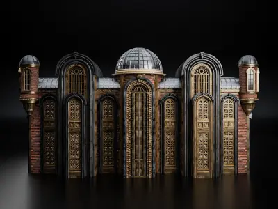 ART DECO STEAMPUNK BUILDING PACK 6 BUILDING 3D Model Collection