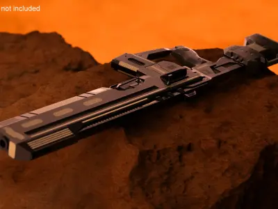 Tactical Assault Rifle Sci Fi with Cartridge Black 3D model
