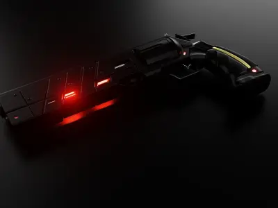 Sci Fi revolver Low-poly 3D model