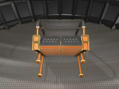 Sci-Fi Stairs - 5 - Orange Version  Low-poly 3D model