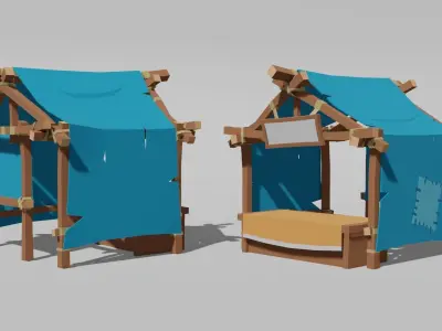 wood stall Low-poly 3D model