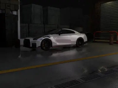 Nissan GTR parking scene Free 3D model