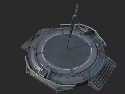 Future science fiction platforms and giant swords 3D model