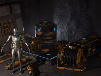 Sci Fi Cyberpunk Props Vol 1 Industrial UE5 Low-poly 3D model