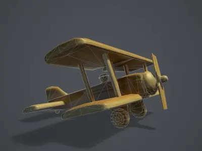Wooden Airplane Toy  Low-poly 3D model
