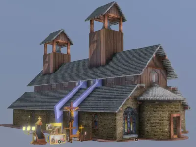 Church in LowPoly Low-poly 3D model