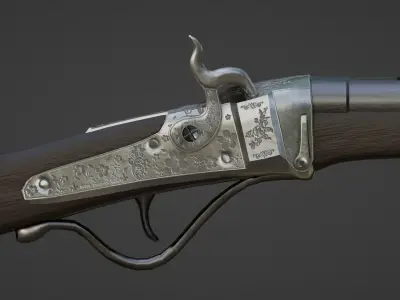 1862 Sharps Percussion Civil War Carbine Low-poly 3D model