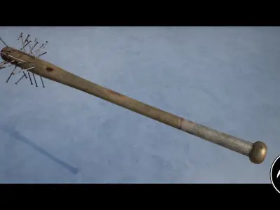 Melee Bloody Baseball Bat Low-poly 3D model