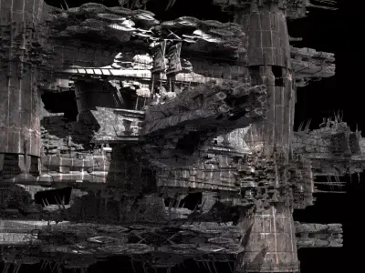 Monolith Station Alien Ring Kitbash 3D model