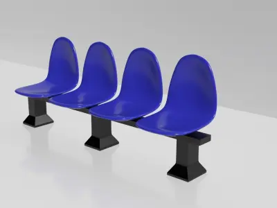 Waiting Chair Four Seats 3D Model 3D model