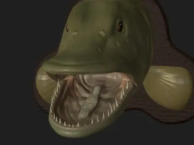 PIKE HEAD DETAILED TEXTURE TROPHY TAXIDERMY FOR 3D PRINTING Free 3D print model
