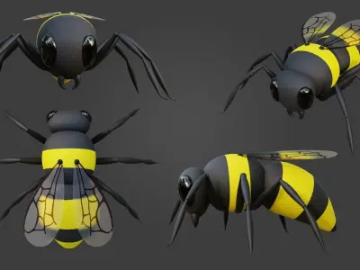 Honey Bee 3D Cartoon Animal Low-poly 3D model