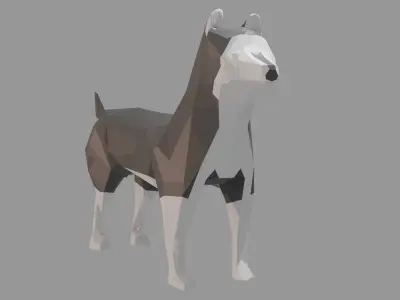 Low Poly Husky Dog Rigged Low-poly 3D model